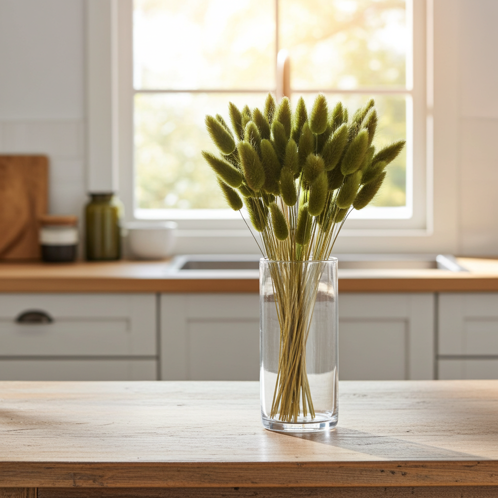 Sušený Lagurus Zaječí ocásky olivově zelená – přírodní dekorace pro aranžmá a výzdobu